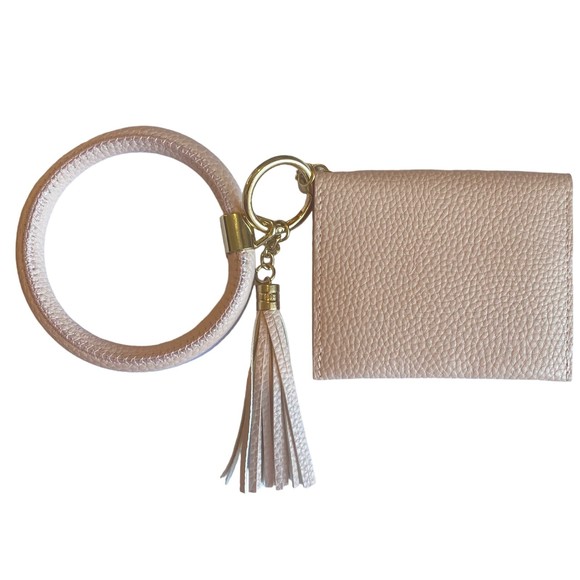 Pink Wristlet Wallet Tassel Keychain NWOT - Picture 3 of 7